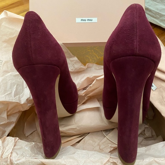 Amazing Burgundy Suede Miu Miu Heels - Picture 2 of 5